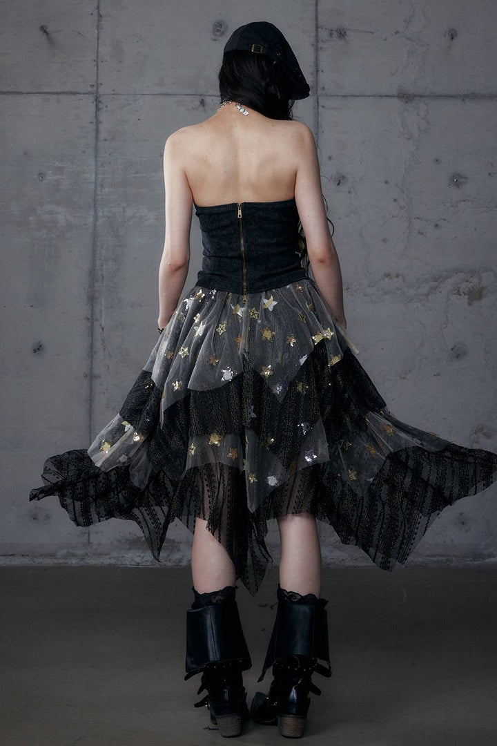 Cross Embroidered Buckle Top