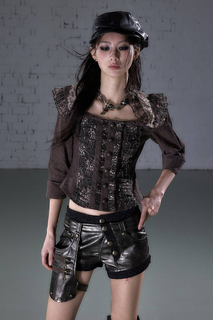 Lace Trim Utility Shorts