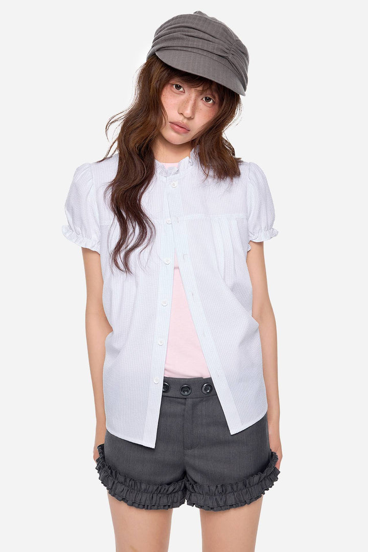 Textured Short Sleeve Blouse