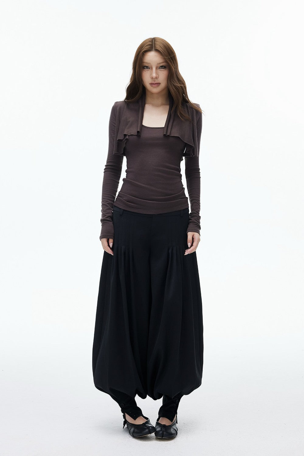 Layered Wavy Drape Shirt