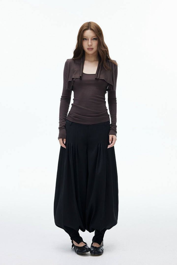 Layered Wavy Drape Shirt