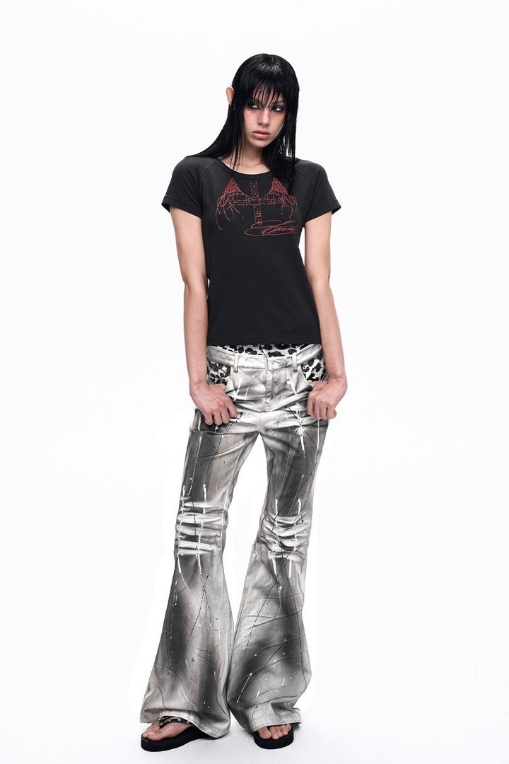 Silver Wash Flare Jeans