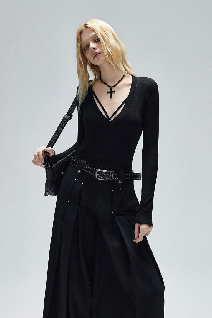 Ruffle Edge V-Neck Shirt