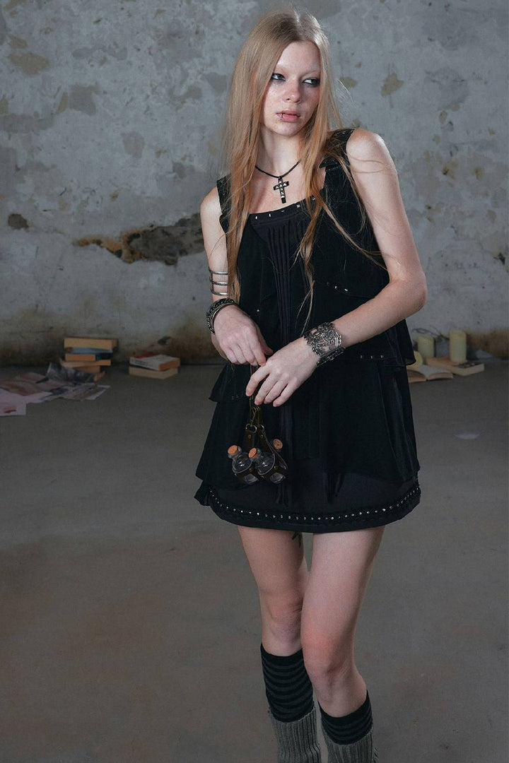 Layered Fringe Mini Dress