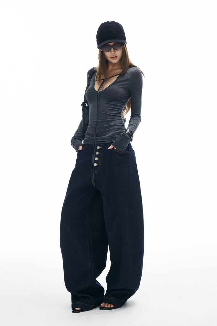 Elise Charcoal Wrap Top