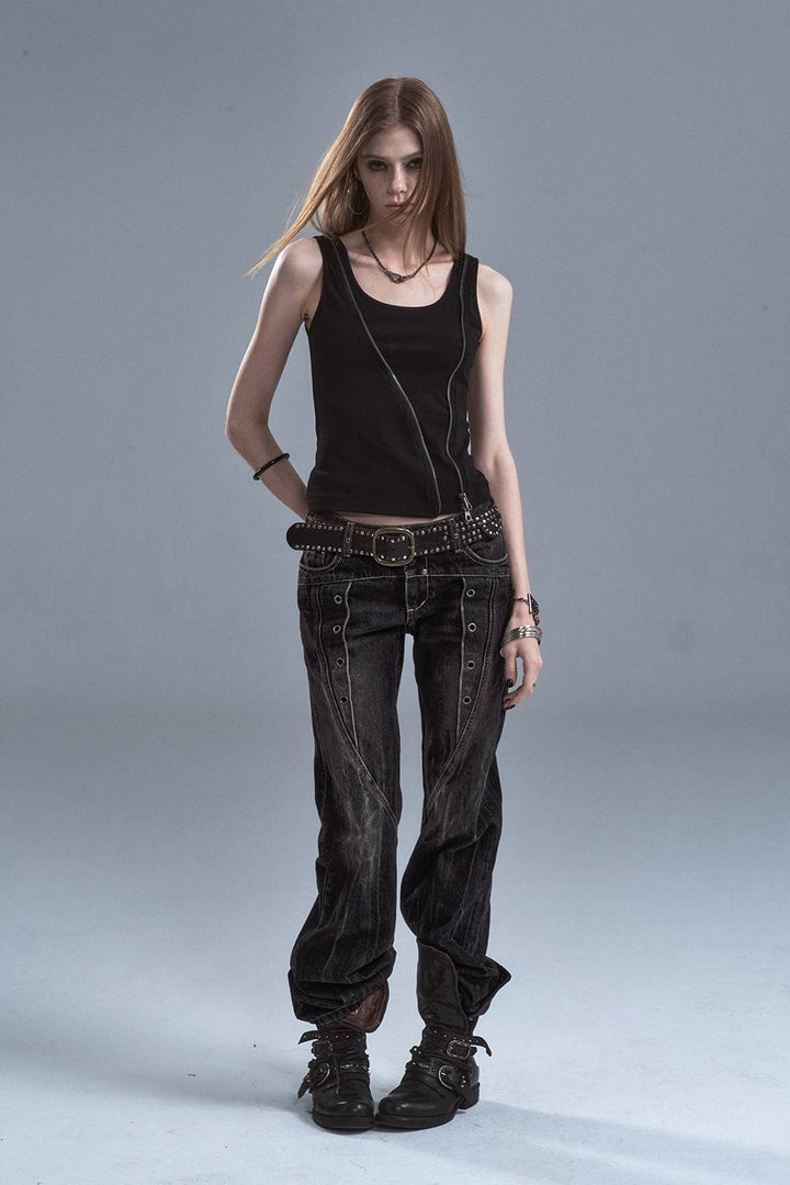 Asymmetric Zip Tank Top