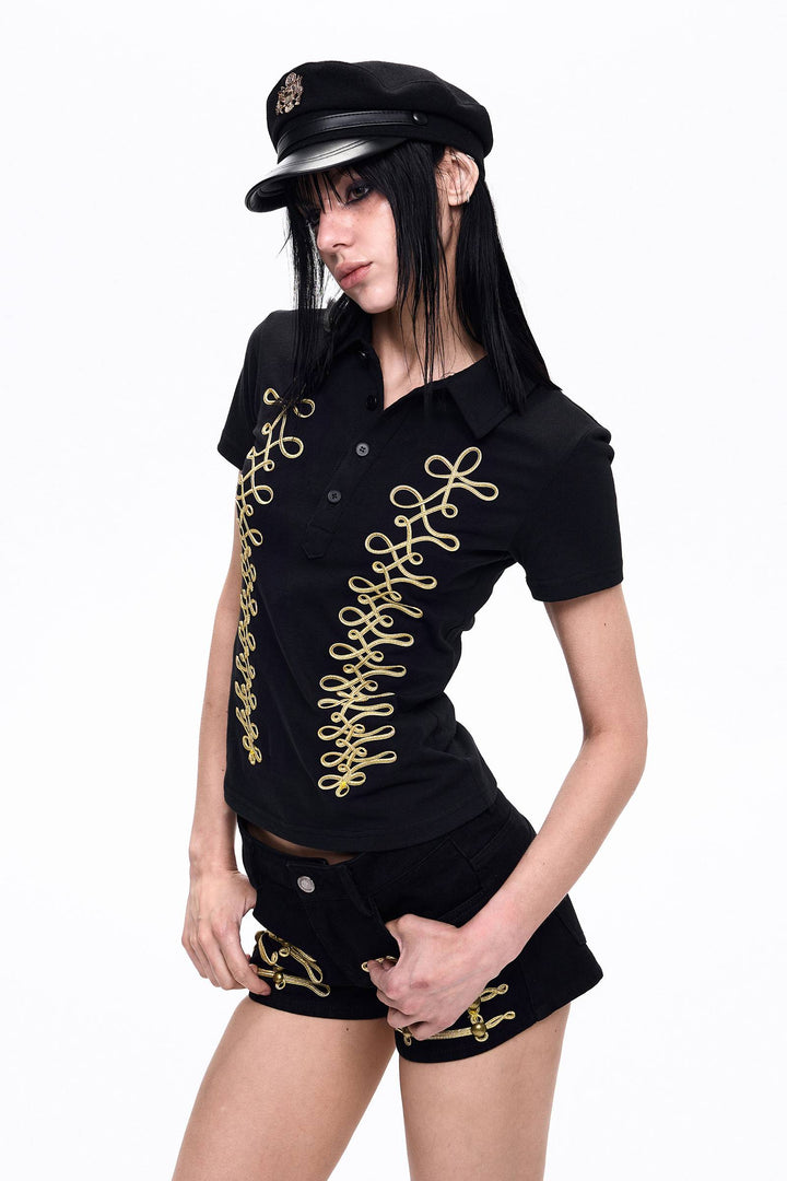 Gold Cord Polo Top