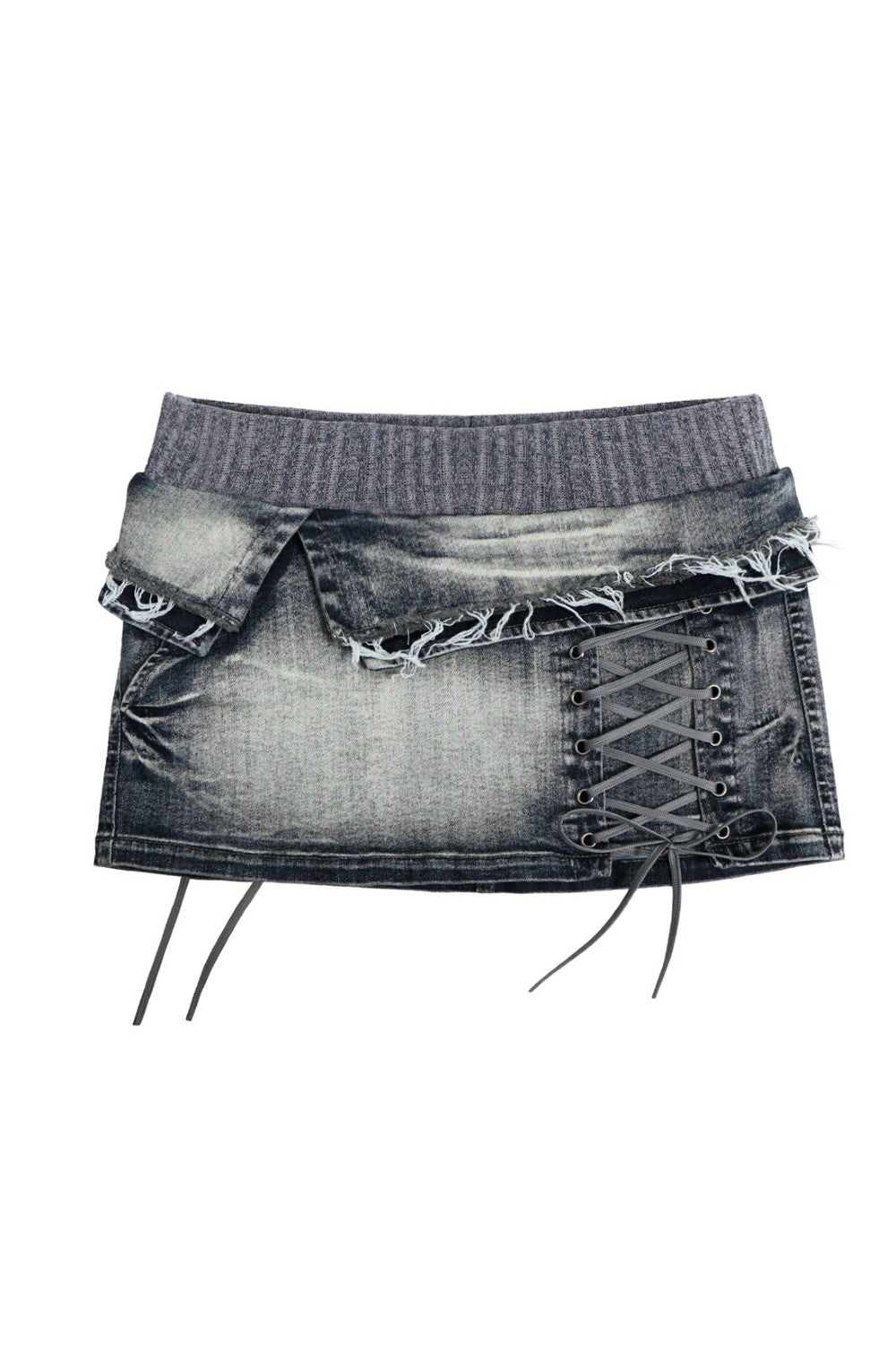 Nyra Lace-Up Denim Skirt