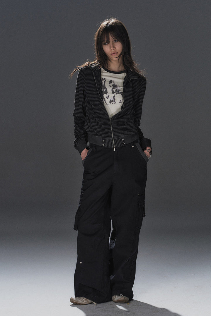 Wide Rivet Cargo Pants