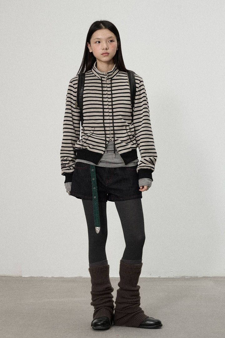 Fitted Striped Zip Jacket