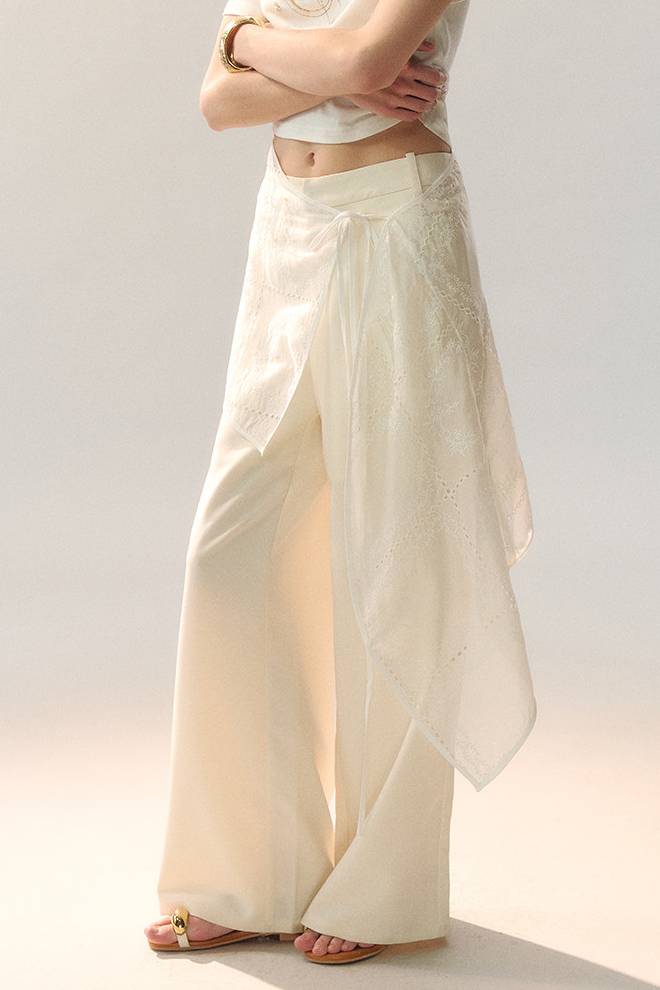 Draped Lace Overlay Pants