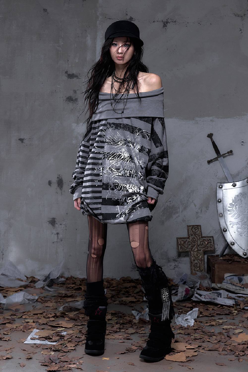 Layered Stripe Oversized Sweater