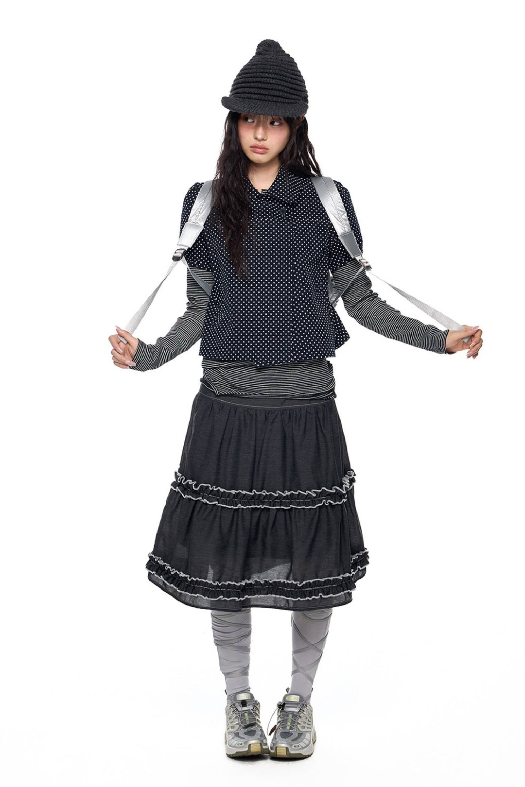 Layered Frill Midi Skirt