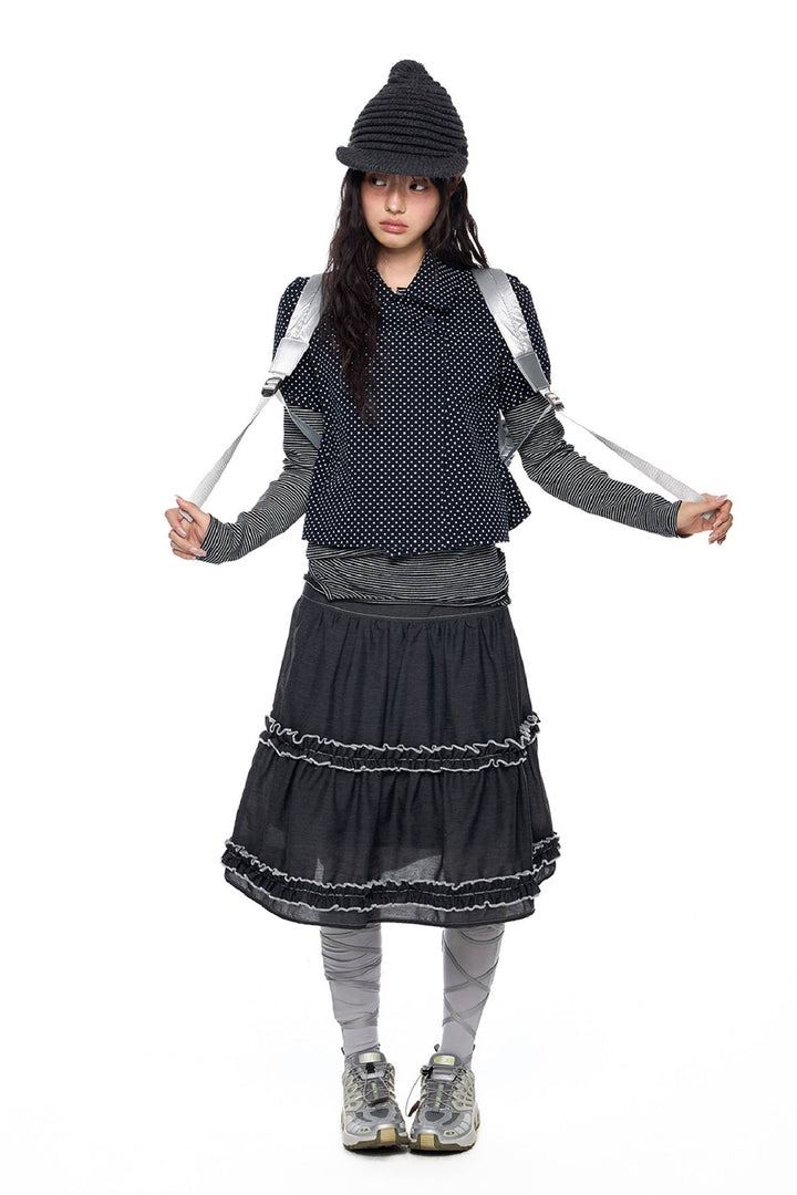 Layered Frill Midi Skirt