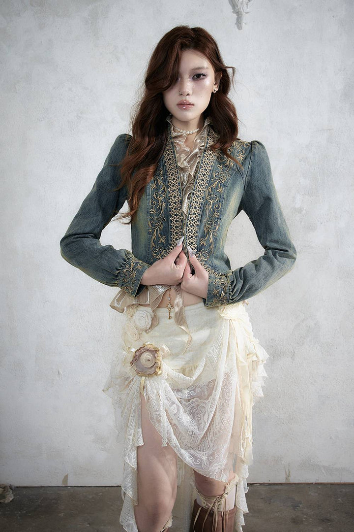 Embroidered Cropped Jacket