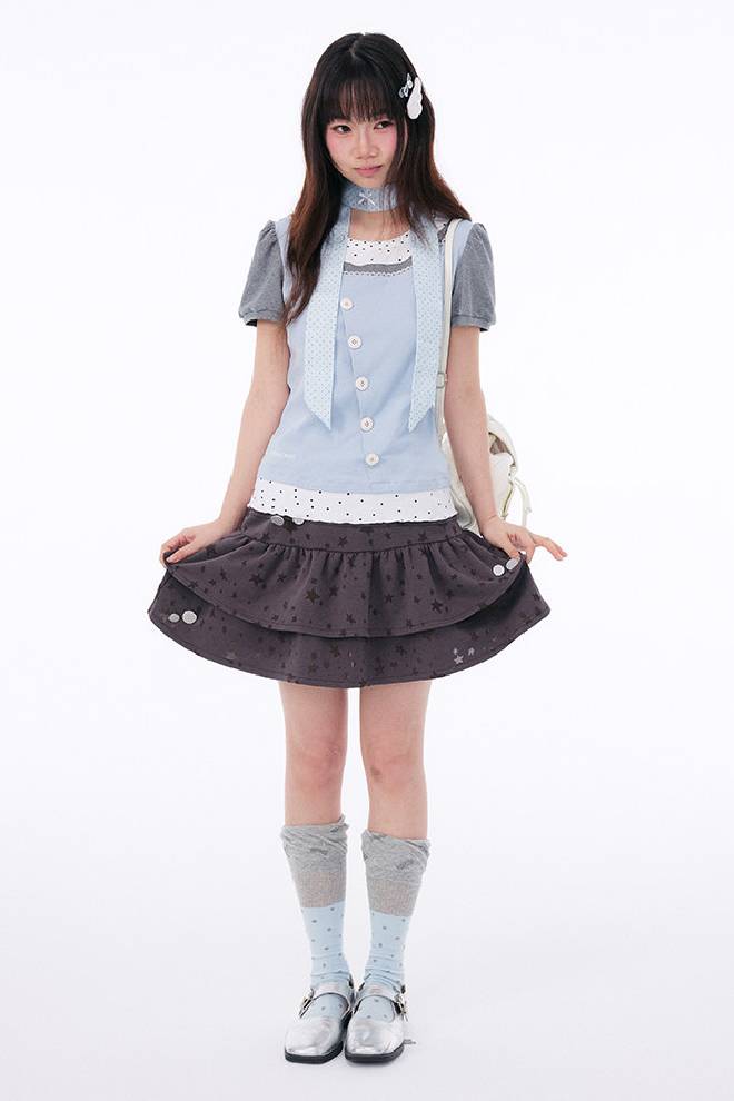Tiered Star Print Skirt