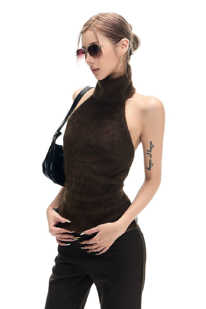 Faux Fur Halter Top