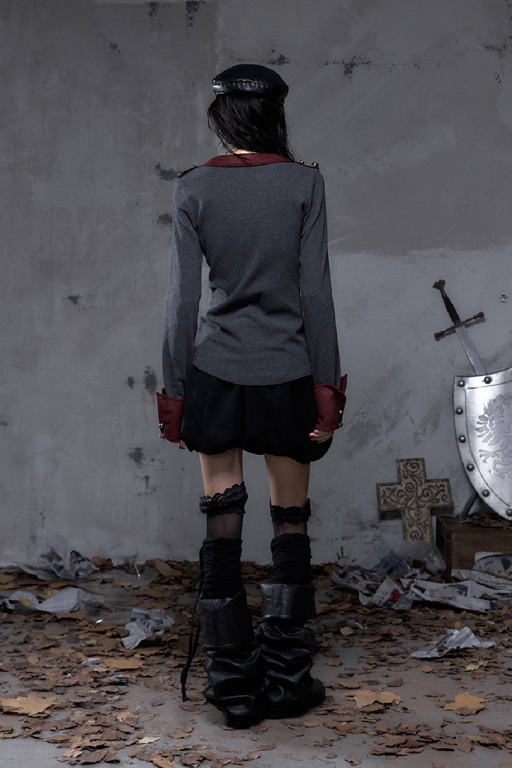 Ribbed Military Knit Top