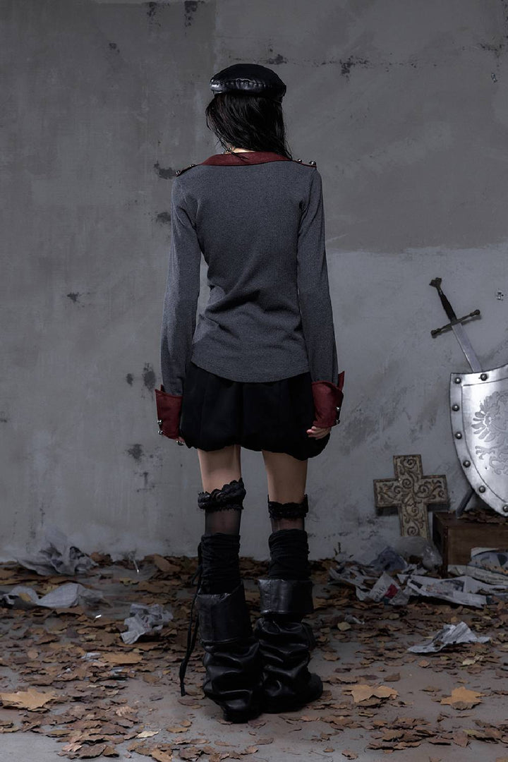 Ribbed Military Knit Top