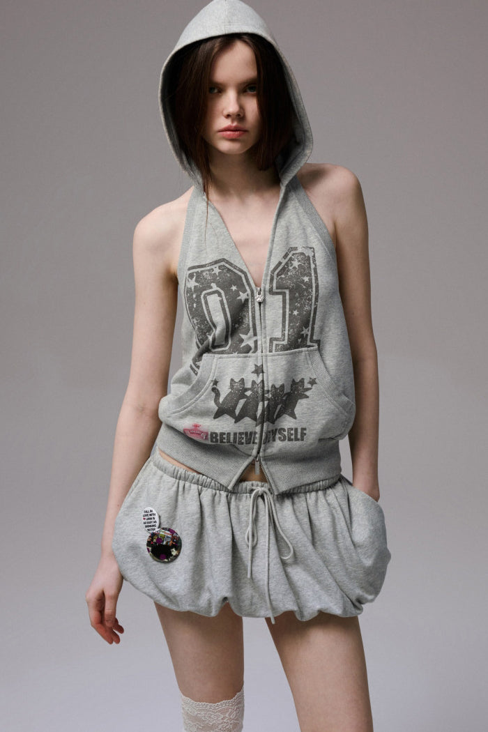 Open-Back Hooded Halter Jacket