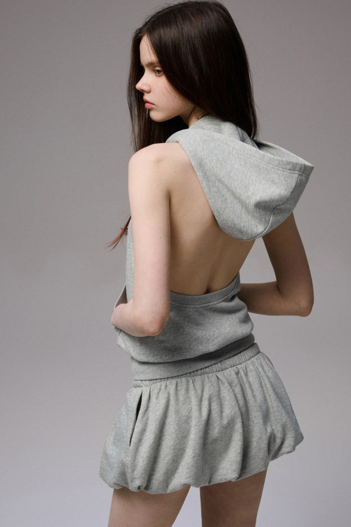 Open-Back Hooded Halter Jacket