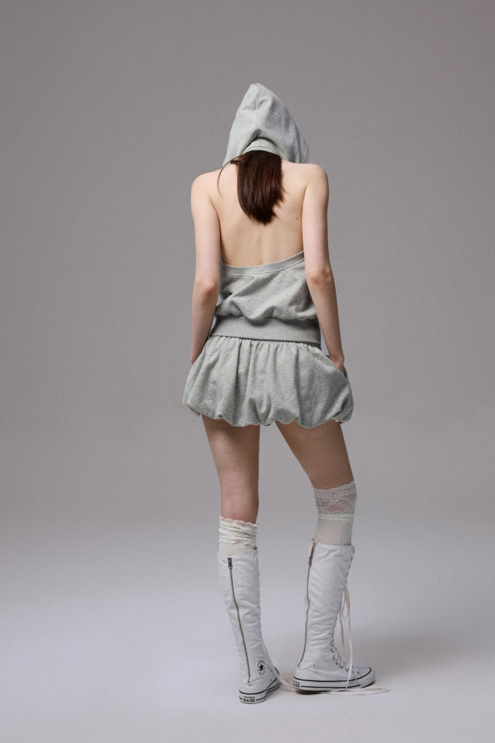 Open-Back Hooded Halter Jacket