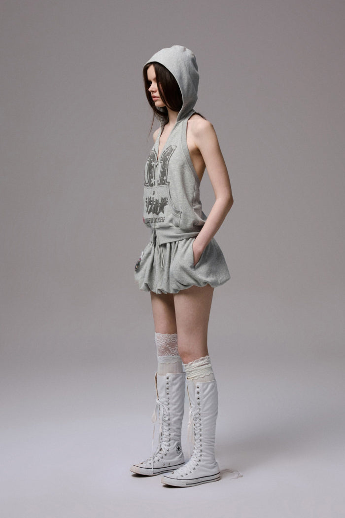 Open-Back Hooded Halter Jacket