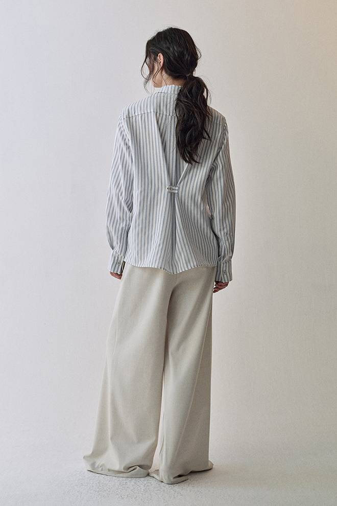 Frill Trim Stripe Blouse