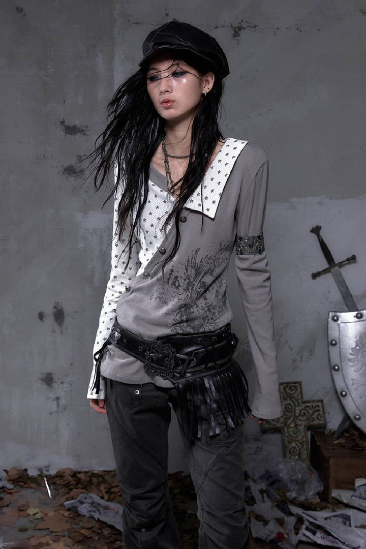 Starstripe Wrap Knit Top