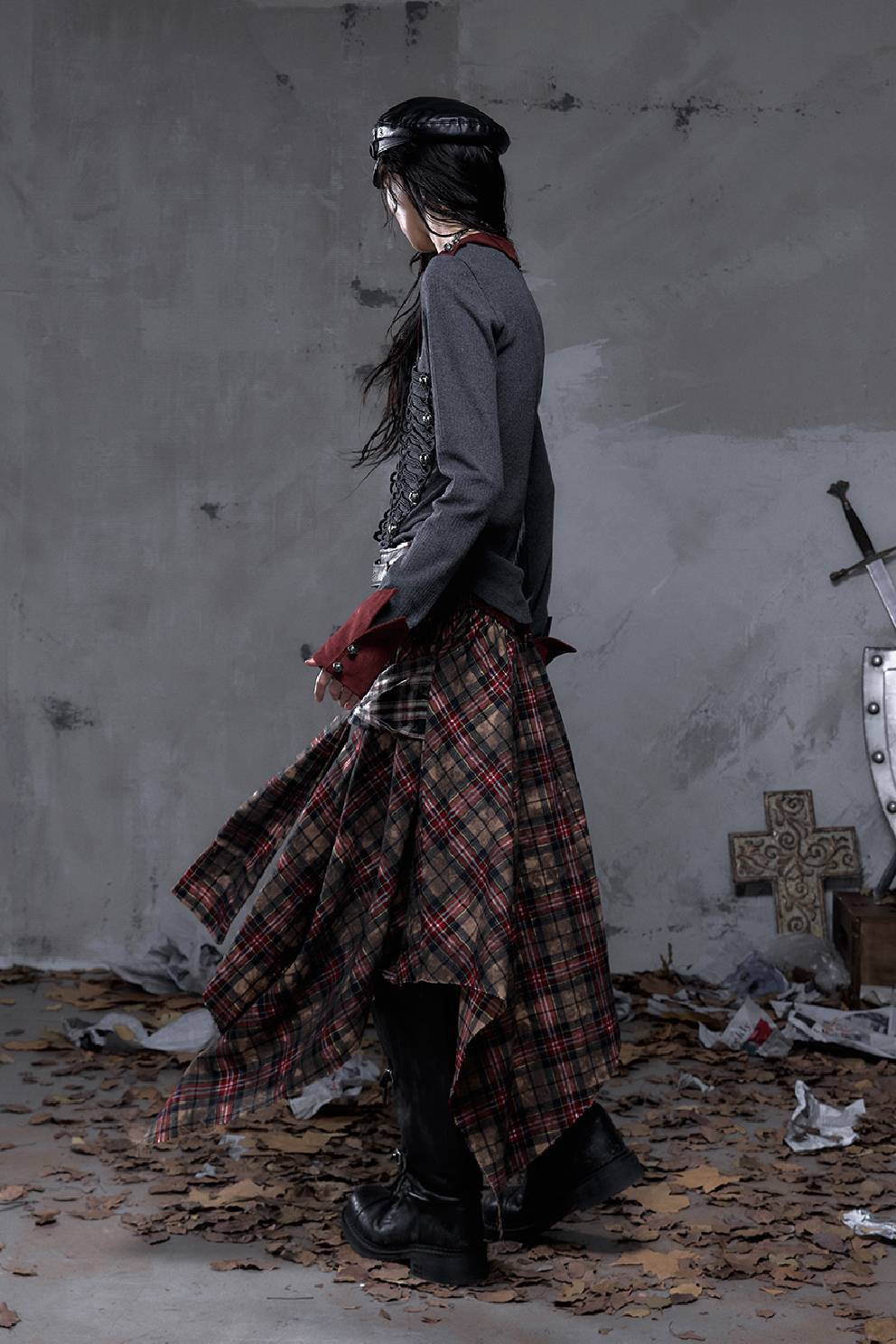 Plaid Wrap Maxi Skirt