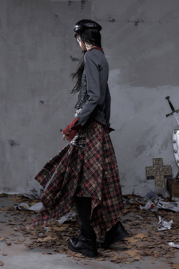 Plaid Wrap Maxi Skirt