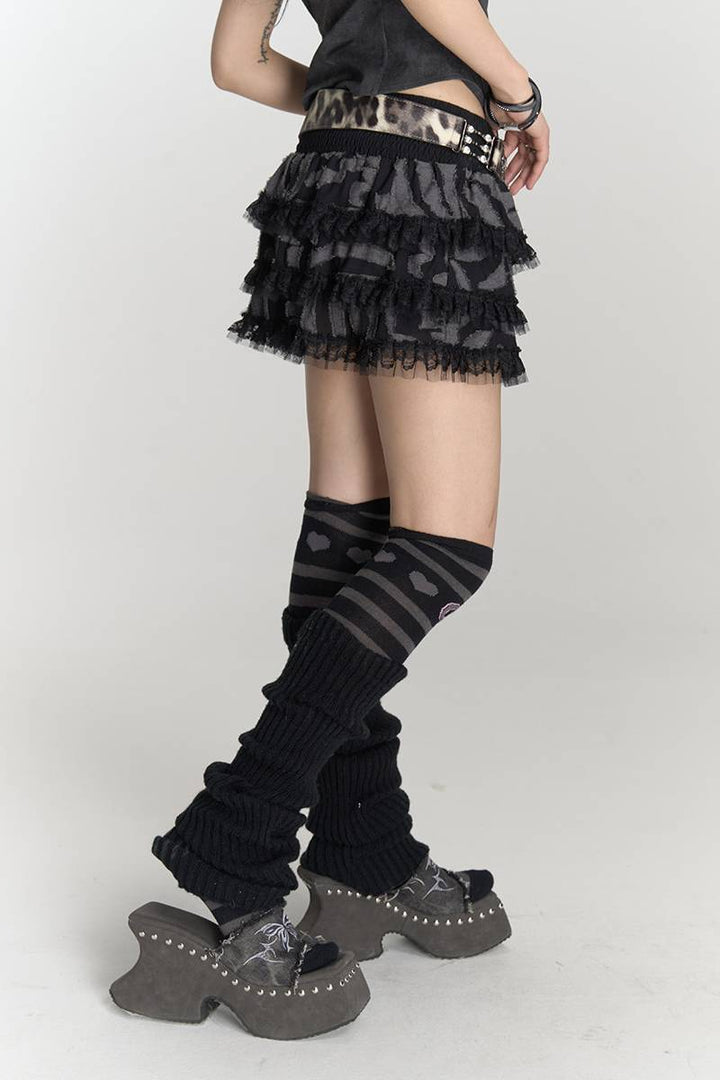 Tiered Mesh Mini Skirt