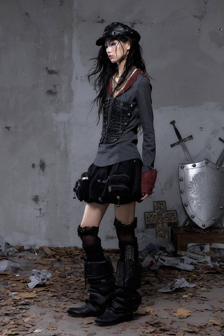 Ribbed Military Knit Top