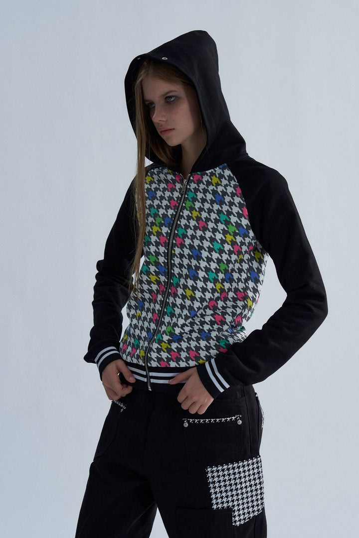 Pixel Houndstooth Zip Hoodie