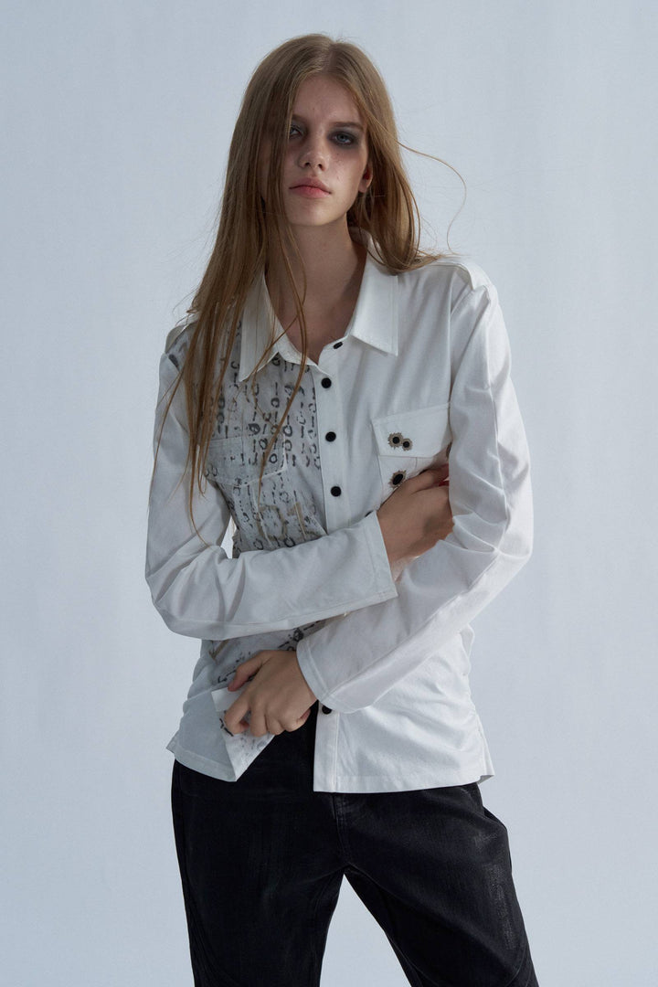 Static Ruched Button Shirt