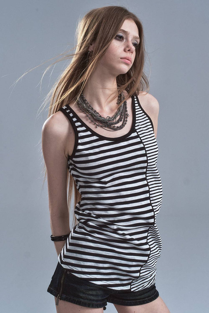 Longline Stripe Seam Tank