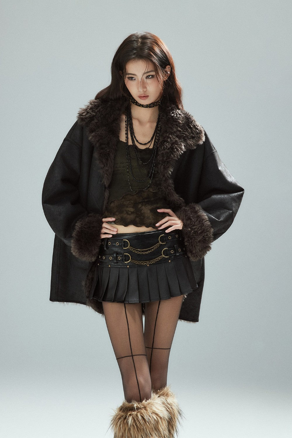 Leather Panel Mini Skirt