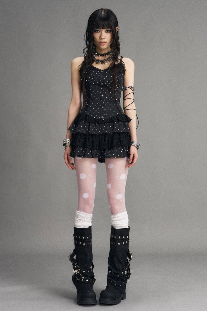 Polka Dot Tiered Mini Dress