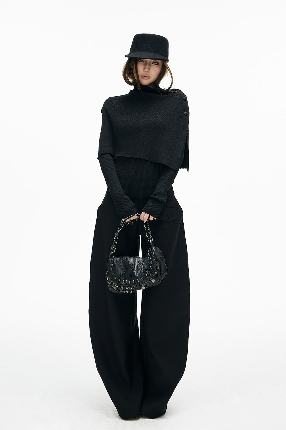 Ribbed Cape Henley Top