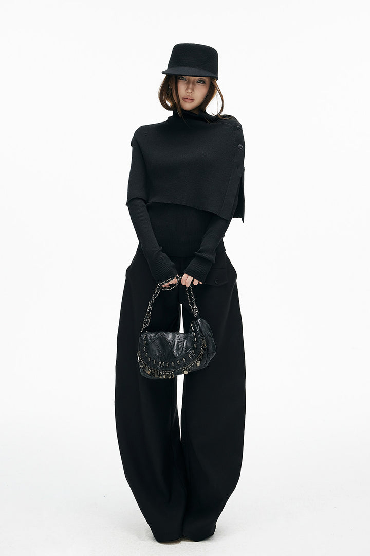 Ribbed Cape Henley Top