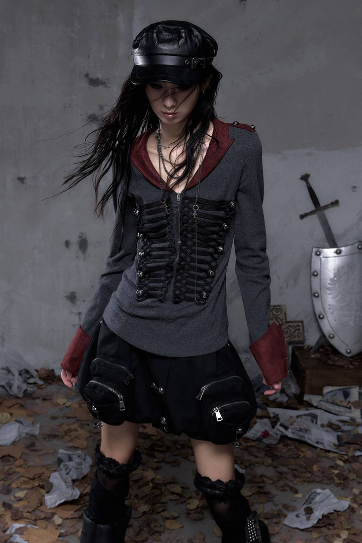 Ribbed Military Knit Top