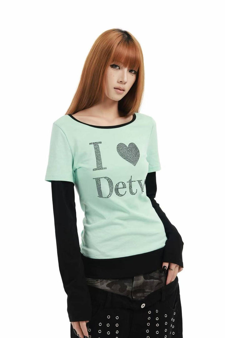 Mint Layered Rhinestone Top