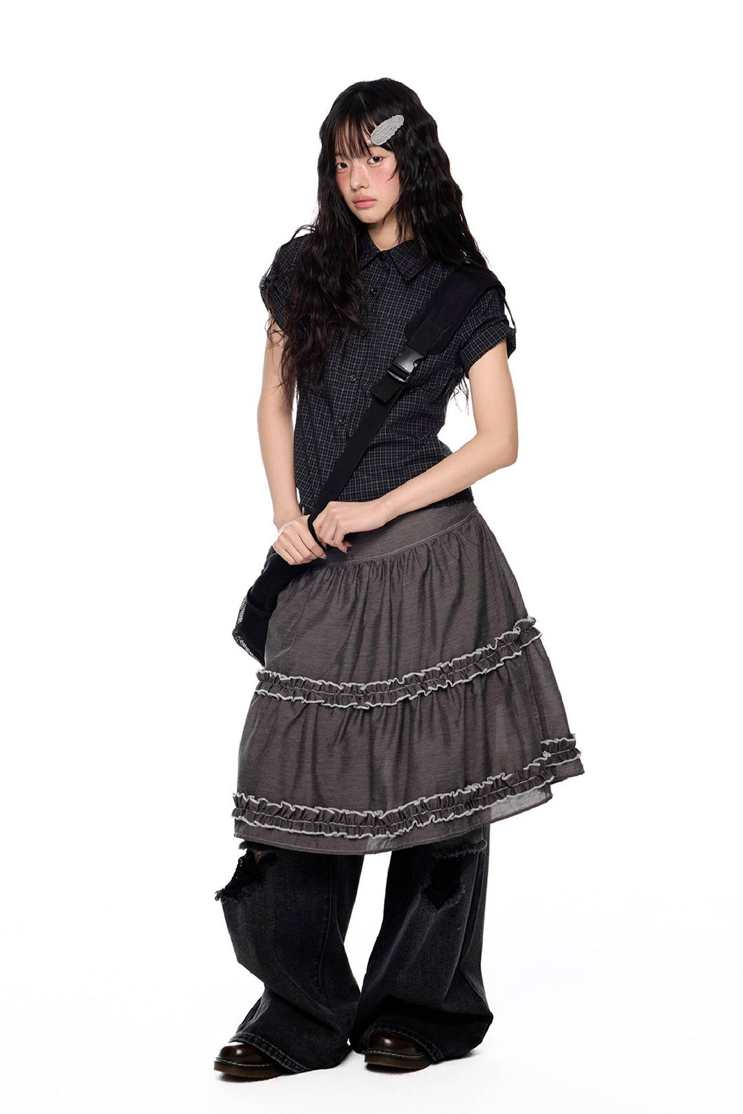 Layered Frill Midi Skirt