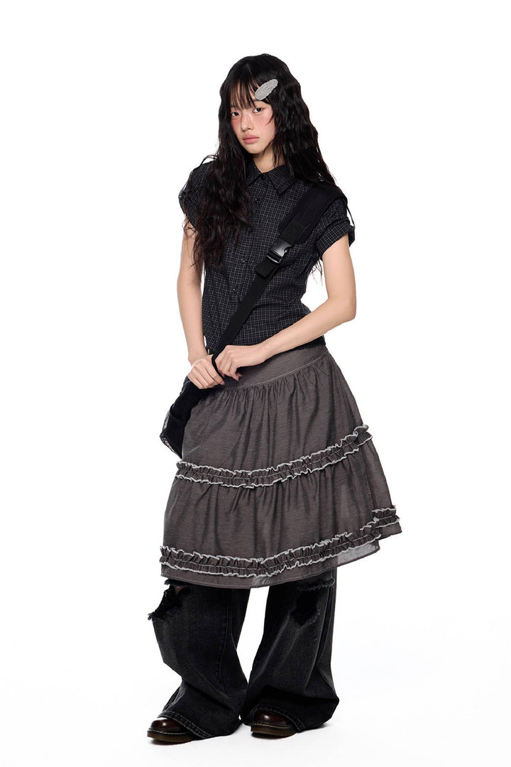 Layered Frill Midi Skirt