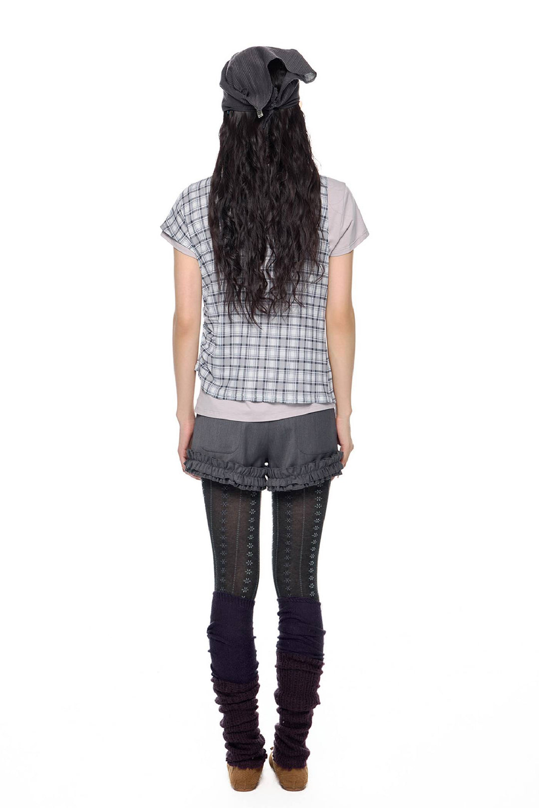 Layered Plaid Short Sleeve Top