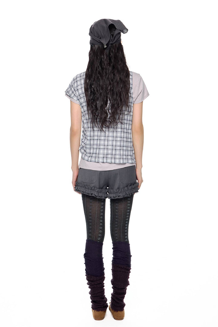 Layered Plaid Short Sleeve Top