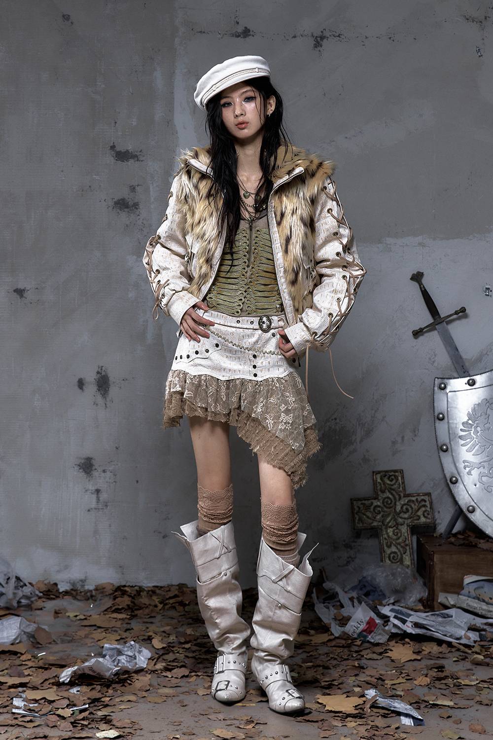 Croc Texture Mini Skirt