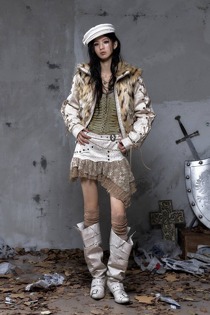 Croc Texture Mini Skirt