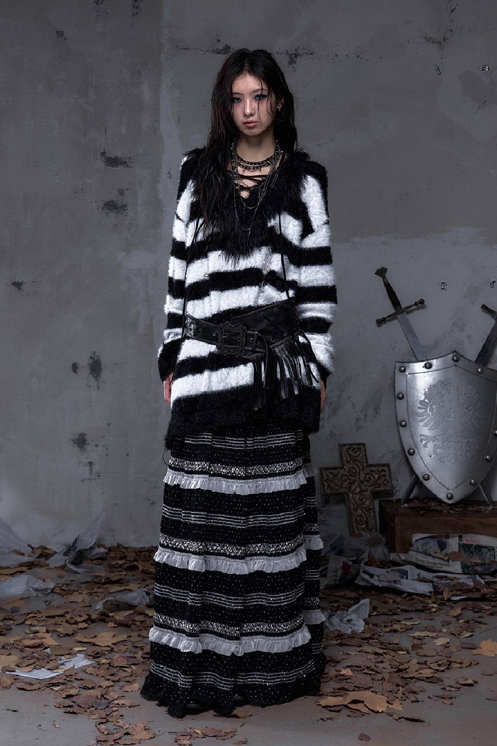 Striped Faux-Fur Knit