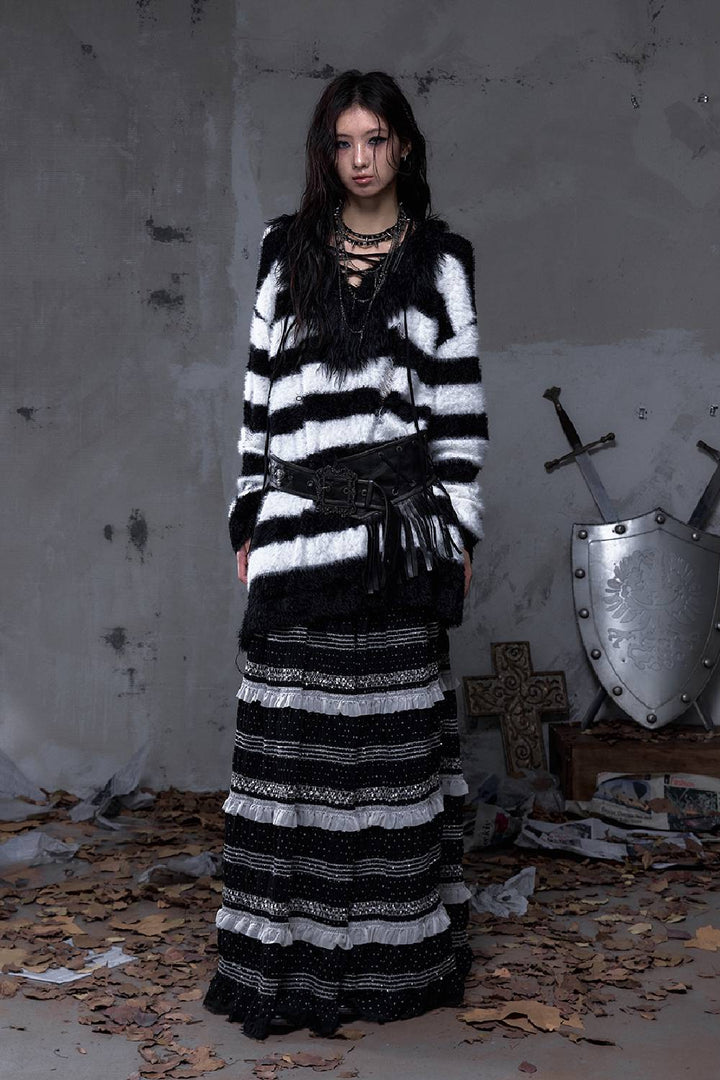 Striped Faux-Fur Knit